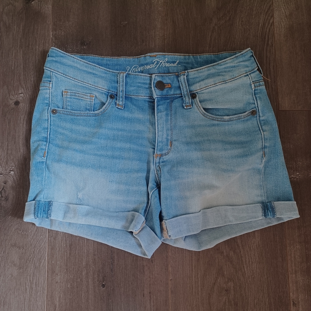 Universal thread mid rise midi jean shorts